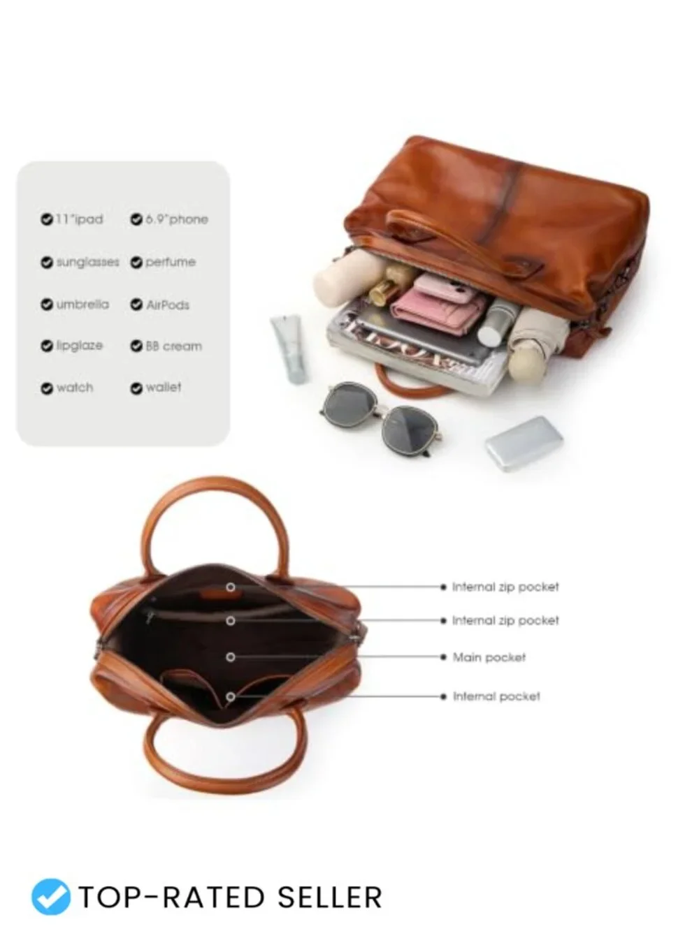 Genuine Leather Satchel Tote Handbag Crossbody Vintage Doctor